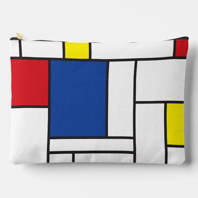Mondrian Minimalistisch Geometric De Stijl Moderne Zubehörtasche (Vorderseite)