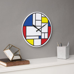 Mondrian Minimalistische Geometrische De-Stijl-Mod Große Wanduhr
