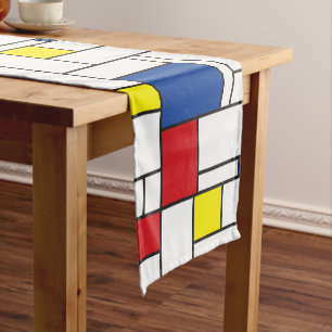 Mondrian Minimalistische Geometrische De-Stijl-Mod Kurzer Tischläufer