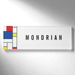 Mondrian Minimalistische Geometrische De-Stijl-Mod Namenschild
