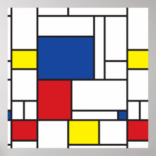Mondrian Minimalistische Geometrische De-Stijl-Mod Poster