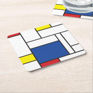 Mondrian Minimalistische Geometrische De-Stijl-Mod Rechteckiger Pappuntersetzer