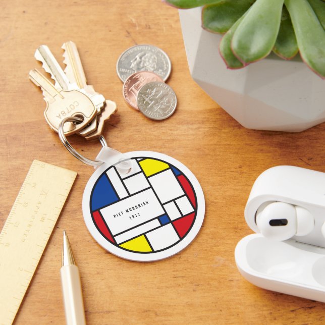 Mondrian Minimalistische Geometrische De-Stijl-Mod Schlüsselanhänger (Schreibtisch)