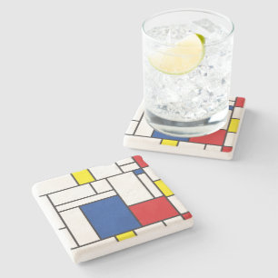 Mondrian Minimalistische Geometrische De-Stijl-Mod Steinuntersetzer