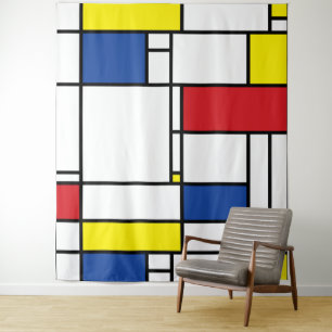 Mondrian Minimalistische Geometrische De-Stijl-Mod Wandteppich