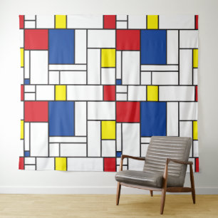 Mondrian Minimalistische Geometrische De Stijl Mod Wandteppich