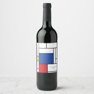 Mondrian Minimalistische Geometrische De Stijl Mod Weinetikett