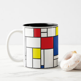Mondrian Minimalistische Geometrische De-Stijl-Mod Zweifarbige Tasse