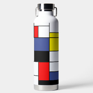 Mondrian, minimalistische moderne Kunst Primärfarb Trinkflasche