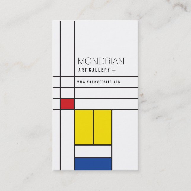 Mondrian Modern Art De Stijl Minimalistisch Abstra Visitenkarte (Vorderseite)