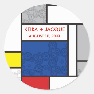 Mondrian Modern Art Retro Circles Wedger Sticker