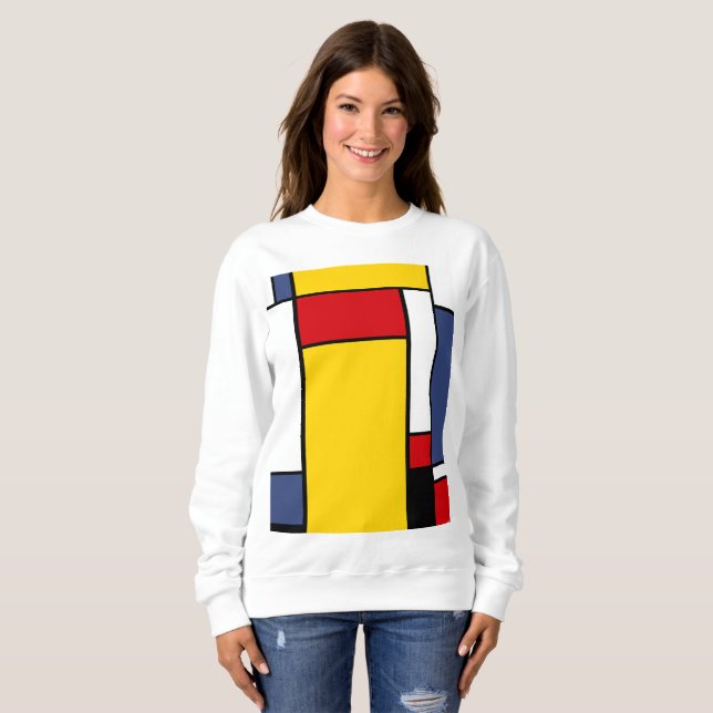 Mondrian  moderne geometrische Stilkunst. Sweatshirt (Vorne ganz)