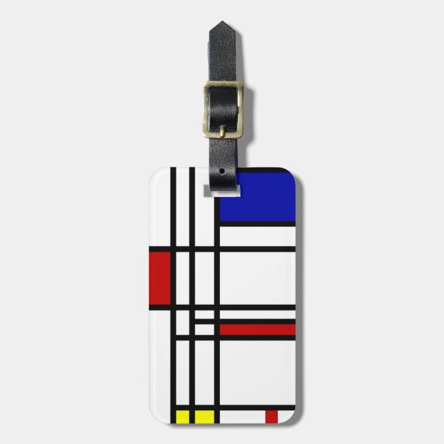 Mondrian moderne Kunst Gepäckanhänger (Vorderseite vertikal)