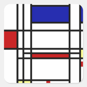 Mondrian moderne Kunst Quadratischer Aufkleber