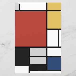 Mondrian Painting Red Flugzeug Yellow Black Gray B