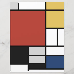 Mondrian Painting Red Flugzeug Yellow Black Gray B