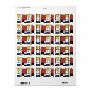 Mondrian Painting Red Flugzeug Yellow Black Gray B Adressaufkleber