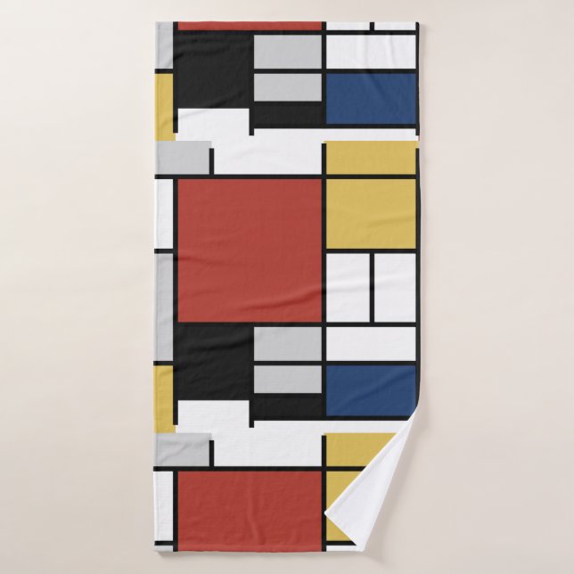 Mondrian Painting Red Flugzeug Yellow Black Gray B Badehandtuch (Badehandtuch)