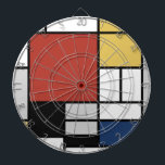 Mondrian Painting Red Flugzeug Yellow Black Gray B Dartscheibe<br><div class="desc">Die Komposition mit Groß-Rot-Flugzeug, Gelb, Schwarz, Grau und Blauer Piet Mondrian begann in den 1920er Jahren die definitiven abstrakten Gemälde zu schaffen, für die er am besten bekannt ist. Er behielt seine Palette beschränkt auf Weiß, Schwarz und Grau zusätzlich zu den drei Grundfarben Rot, Gelb und Blau. Seine Kompositionen entstanden...</div>