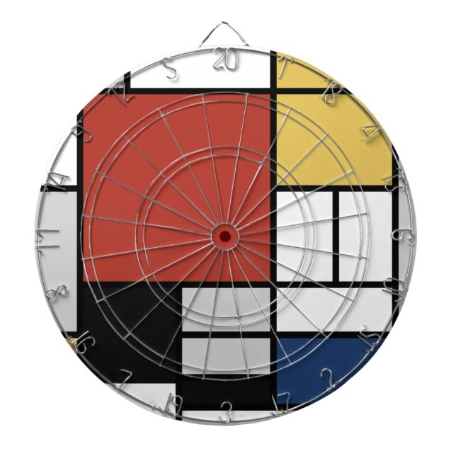 Mondrian Painting Red Flugzeug Yellow Black Gray B Dartscheibe (vorne)