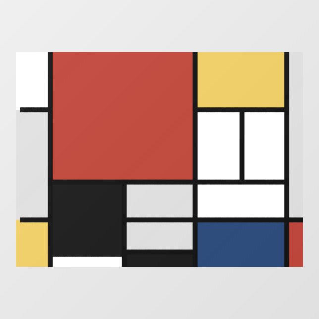Mondrian Painting Red Flugzeug Yellow Black Gray B Fensteraufkleber (Blatt)