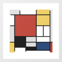 Mondrian Painting Red Flugzeug Yellow Black Gray B