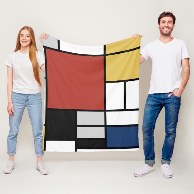 Mondrian Painting Red Flugzeug Yellow Black Gray B Fleecedecke (Beispiel)