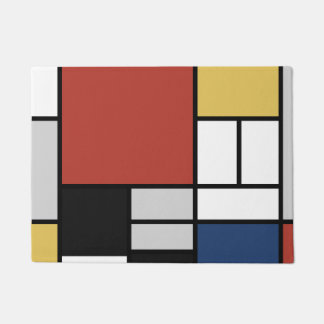 Mondrian Painting Red Flugzeug Yellow Black Gray B Fußmatte
