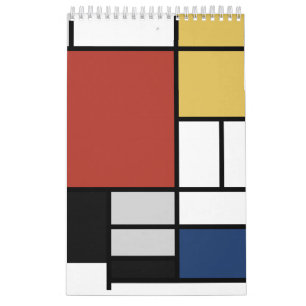 Mondrian Painting Red Flugzeug Yellow Black Gray B Kalender
