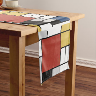 Mondrian Painting Red Flugzeug Yellow Black Gray B Kurzer Tischläufer
