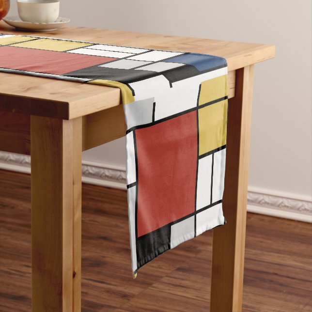 Mondrian Painting Red Flugzeug Yellow Black Gray B Kurzer Tischläufer (Beispiel)