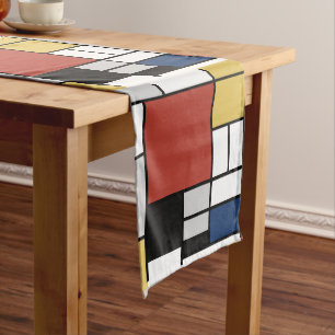 Mondrian Painting Red Flugzeug Yellow Black Gray B Mittelgroßer Tischläufer