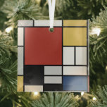Mondrian Painting Red Flugzeug Yellow Black Gray B Ornament Aus Glas<br><div class="desc">Die Komposition mit Groß-Rot-Flugzeug, Gelb, Schwarz, Grau und Blauer Piet Mondrian begann in den 1920er Jahren die definitiven abstrakten Gemälde zu schaffen, für die er am besten bekannt ist. Er behielt seine Palette beschränkt auf Weiß, Schwarz und Grau zusätzlich zu den drei Grundfarben Rot, Gelb und Blau. Seine Kompositionen entstanden...</div>