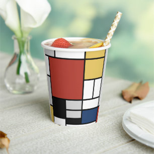 Mondrian Painting Red Flugzeug Yellow Black Gray B Pappbecher