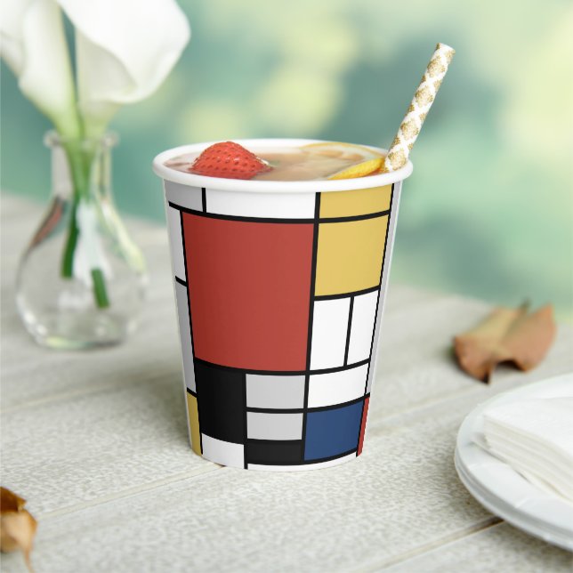 Mondrian Painting Red Flugzeug Yellow Black Gray B Pappbecher (In Situ)