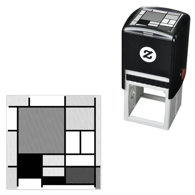 Mondrian Painting Red Flugzeug Yellow Black Gray B Permastempel (Beispiel)