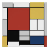 Mondrian Painting Red Flugzeug Yellow Black Gray B
