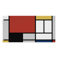 Mondrian Painting Red Flugzeug Yellow Black Gray B