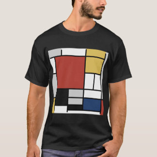 Mondrian Painting Red Flugzeug Yellow Black Gray B T-Shirt