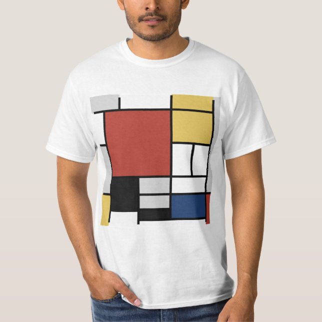 Mondrian Painting Red Flugzeug Yellow Black Gray B T-Shirt (Vorderseite)