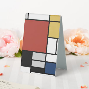 Mondrian Painting Red Flugzeug Yellow Black Gray B Tischaufsteller