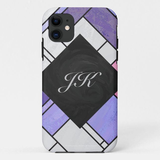 Mondrian Pink Lila White Print Case-Mate iPhone Hülle (Rückseite)