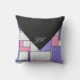 Mondrian Pink Lila White Print Kissen