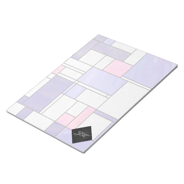 Mondrian Pink Lila White Print Notizblock (angewinkelt)