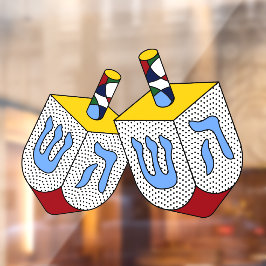 Mondrian Polka Dot Dreidels Fensteraufkleber