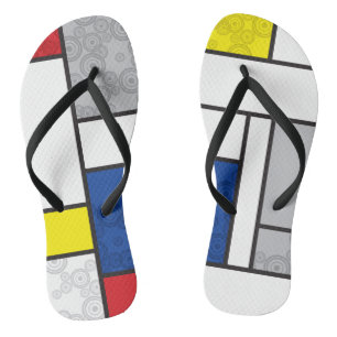 Mondrian Retro Circles Minimalistisch De Stijl Mod Flip Flops