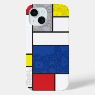 Mondrian Retro Circles Minimalistisch De Stijl Mod iPhone 15 Hülle