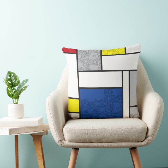 Mondrian Retro Circles Minimalistisch De Stijl Mod Kissen (Stuhl )