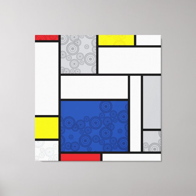 Mondrian Retro Circles Minimalistisch De Stijl Mod Leinwanddruck (Vorderseite)