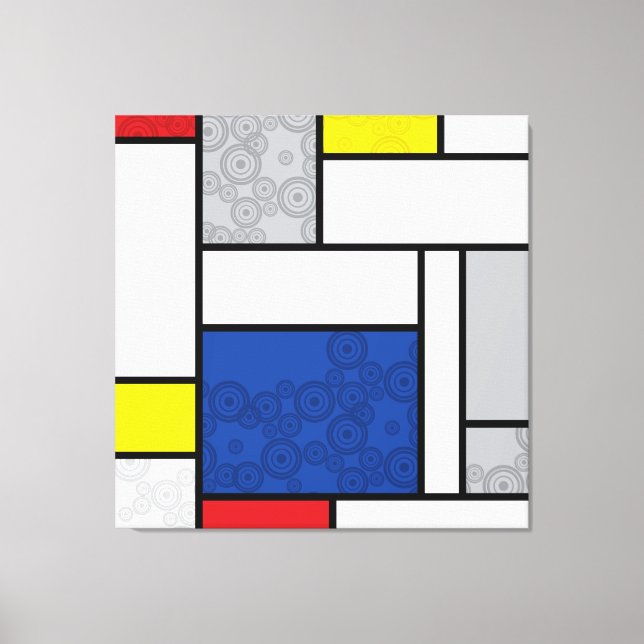 Mondrian Retro Circles Minimalistisch De Stijl Mod Leinwanddruck (Vorderseite)